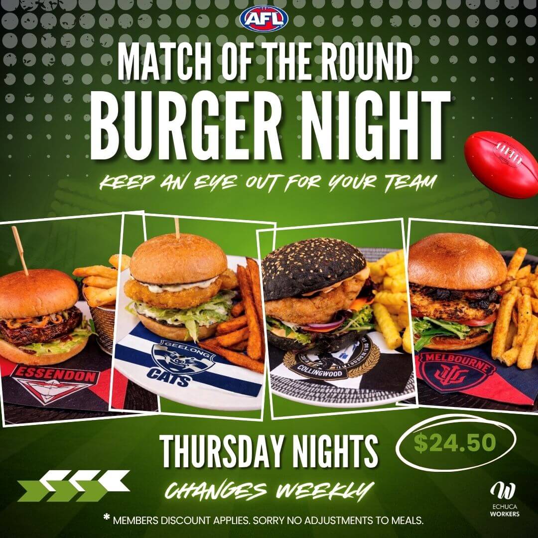 Burger Night Match of the Round every Thursday Night
